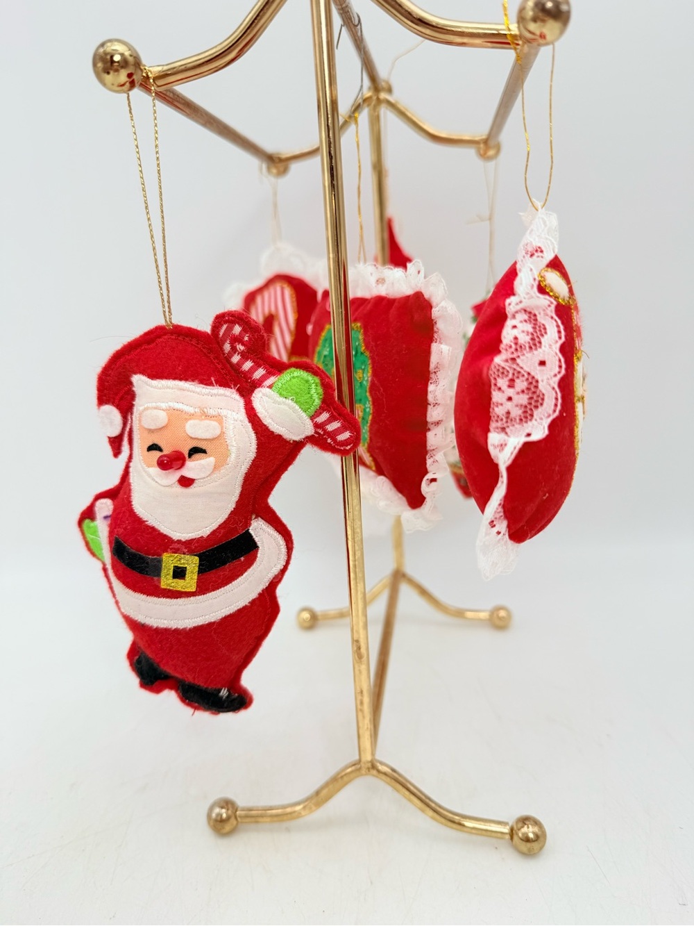 Festive Christmas tree fabric ornaments - Xmas decor